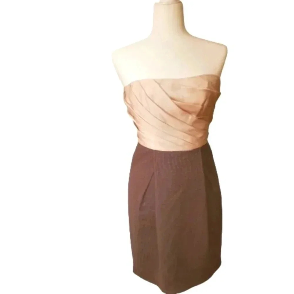 Max & Cleo Strapless Dress, Brown Animal Hide Imprint Skirt & Cream Bodice